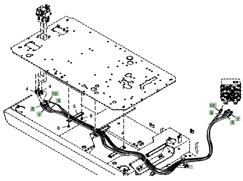 Hitachi ZX290LC-5G installation diagram showing hydraulic hose 4639629 at Pipe No. 8