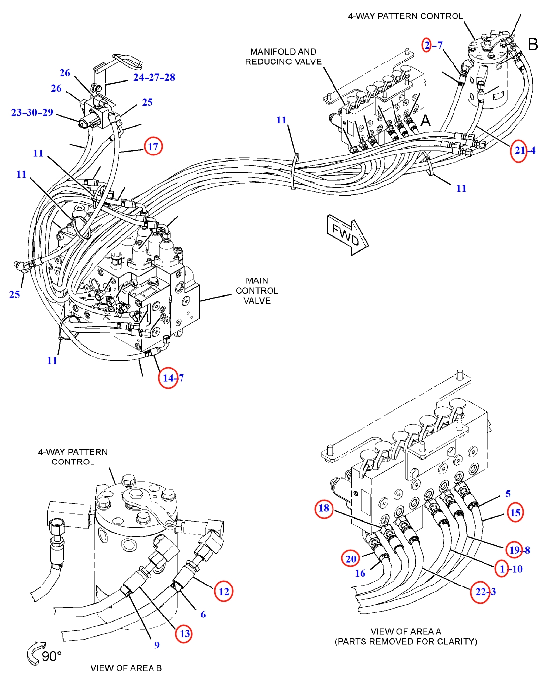 Caterpillar CAT®314F CR installation diagram showing hydraulic hose 319-9976 at Pipe No. 20