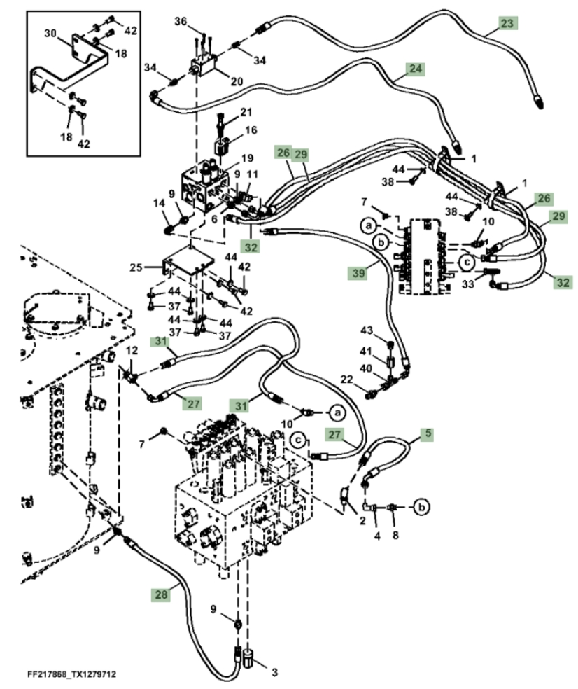 Hitachi ZX260FLC-FE-6N installation diagram showing hydraulic hose 4453063 at Pipe No. 5