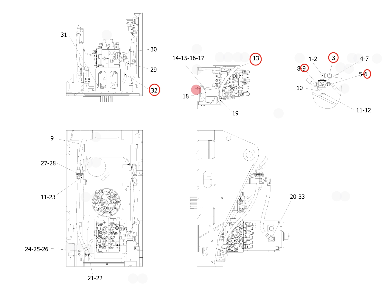 Sunward SWE150W installation diagram showing hydraulic hose 730501006738 at Pipe No. 3