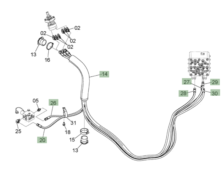 Hitachi ZX210W-3 installation diagram showing hydraulic hose 4437643 at Pipe No. 30