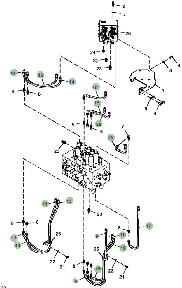Hitachi ZX350LC-5G installation diagram showing hydraulic hose 4630935 at Pipe No. 16
