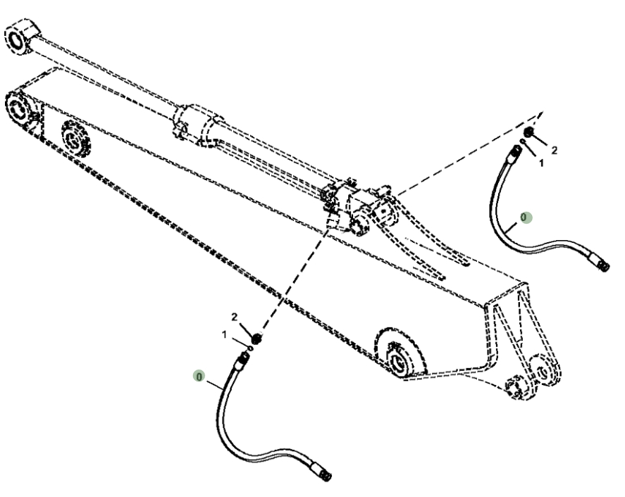 Hitachi ZX190W-5N installation diagram showing hydraulic hose 4644709 at Pipe No. 0