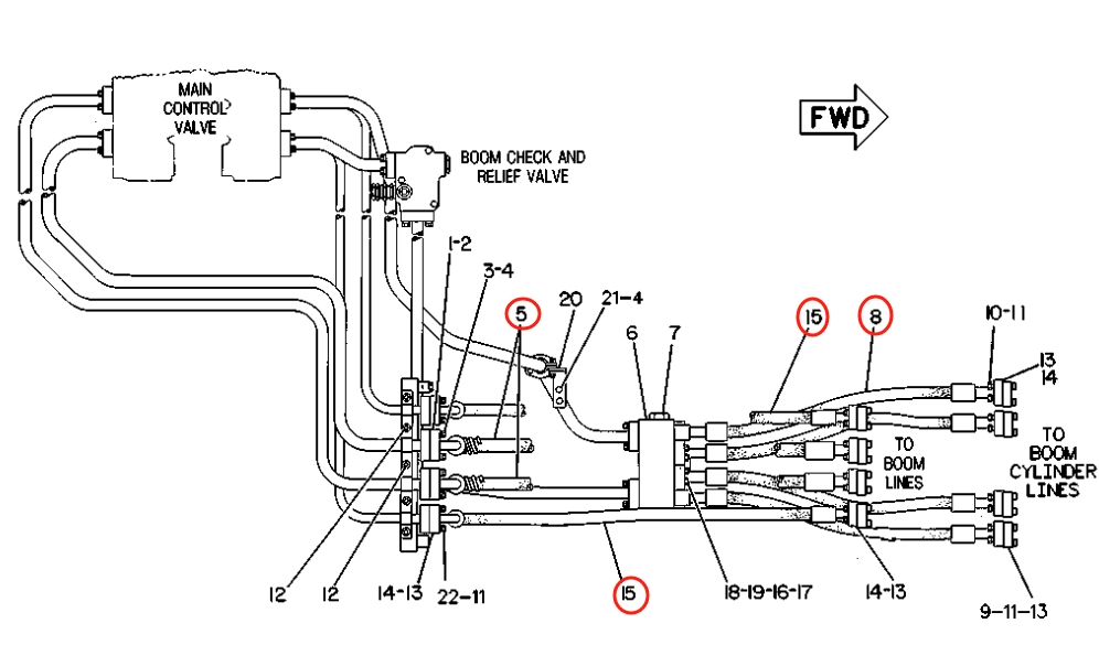 Caterpillar CAT®219D installation diagram showing hydraulic hose 6A-7720 at Pipe No. 8