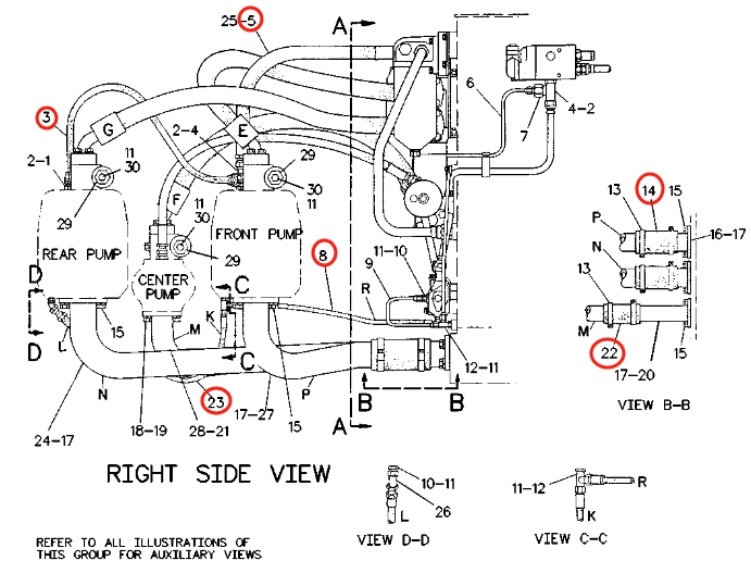 Caterpillar CAT®235C installation diagram showing hydraulic hose 2V-8679 at Pipe No. 23