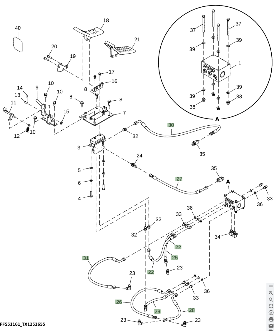 Hitachi ZX250LC-6N installation diagram showing hydraulic hose 4689854 at Pipe No. 27