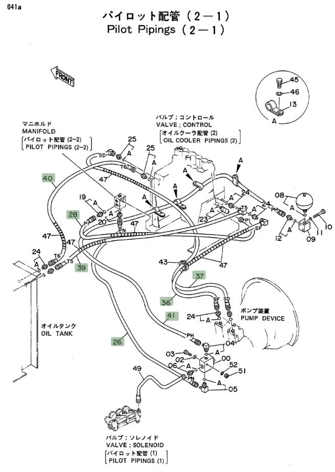 Hitachi EX100WD installation diagram showing hydraulic hose 4200498 at Pipe No. 28