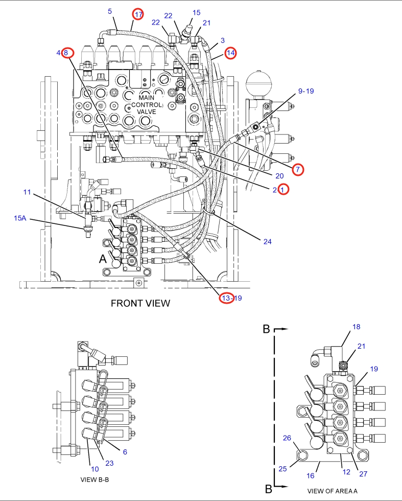 Caterpillar CAT®316E L installation diagram showing hydraulic hose 4I-6391 at Pipe No. 1