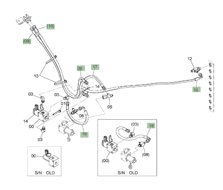 Hitachi ZX120-3 installation diagram showing hydraulic hose 9296708 at Pipe No. 17