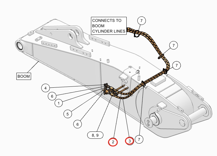 Caterpillar CAT®315F LCR installation diagram showing hydraulic hose 416-1792 at Pipe No. 2