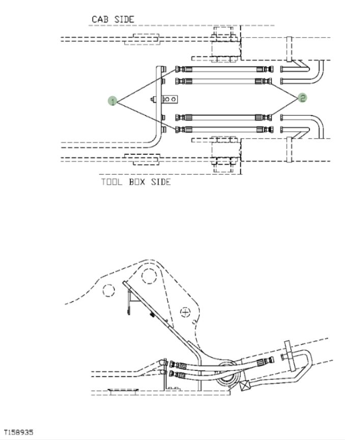 Hitachi ZX250F installation diagram showing hydraulic hose 4388131 at Pipe No. 1