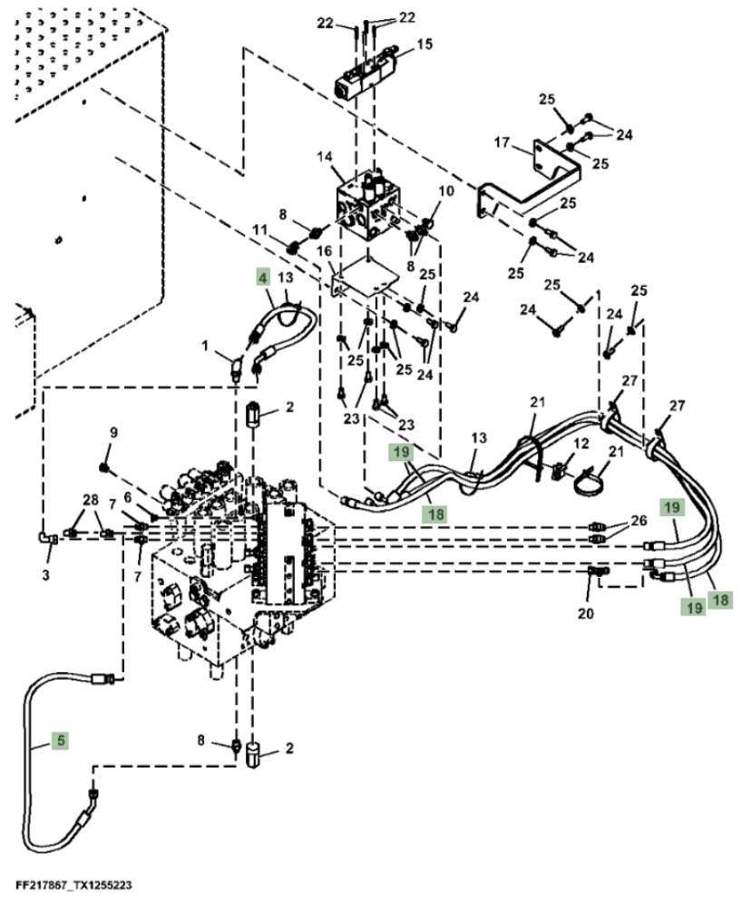 Hitachi ZX260FLC-LL-6N installation diagram showing hydraulic hose 4453063 at Pipe No. 4