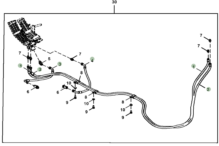 Hitachi ZX210LC-6N installation diagram showing hydraulic hose 4648204 at Pipe No. 3