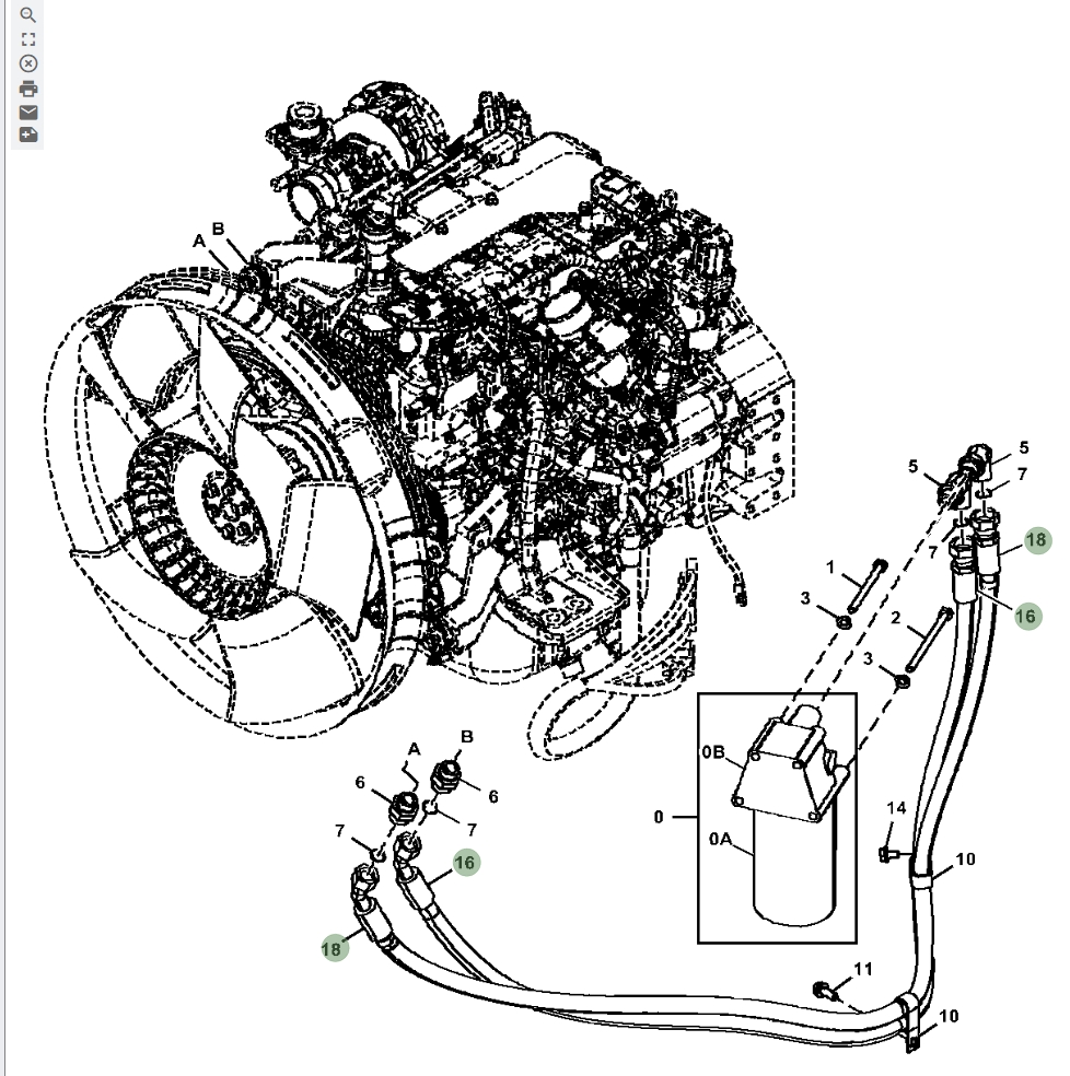 Hitachi ZX135US-5N installation diagram showing hydraulic hose 4712022 at Pipe No. 18