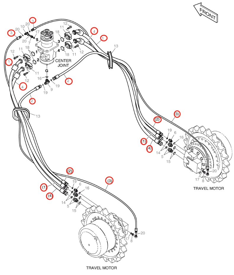 Doosan DX160LC-3 installation diagram showing hydraulic hose DS20131937 at Pipe No. 103