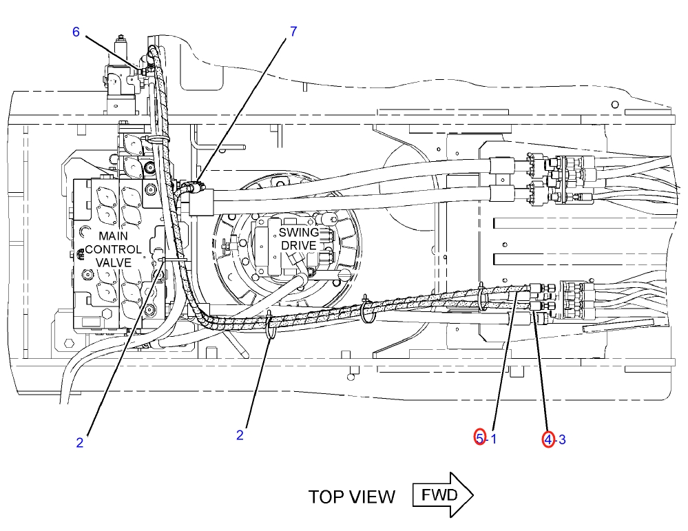 Caterpillar CAT®316F installation diagram showing hydraulic hose 371-2999 at Pipe No. 4