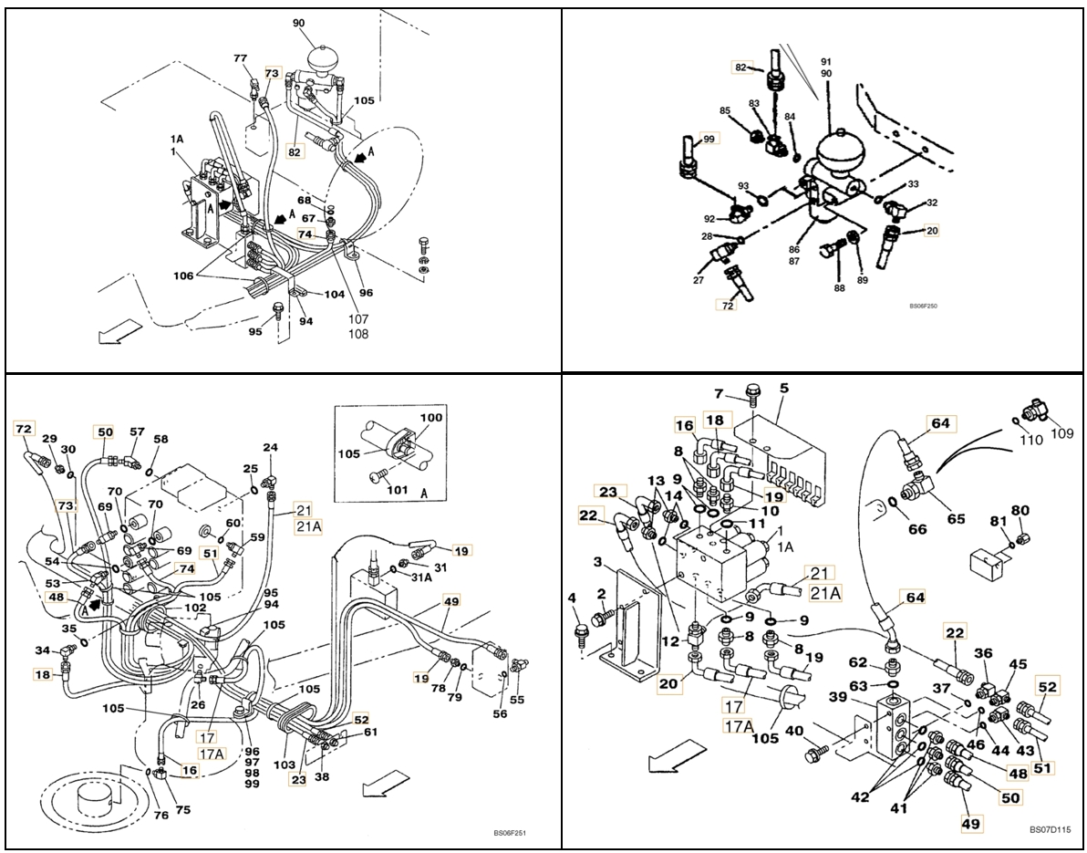 Case CX130 installation diagram showing hydraulic hose 152773A1 at Pipe No. 72