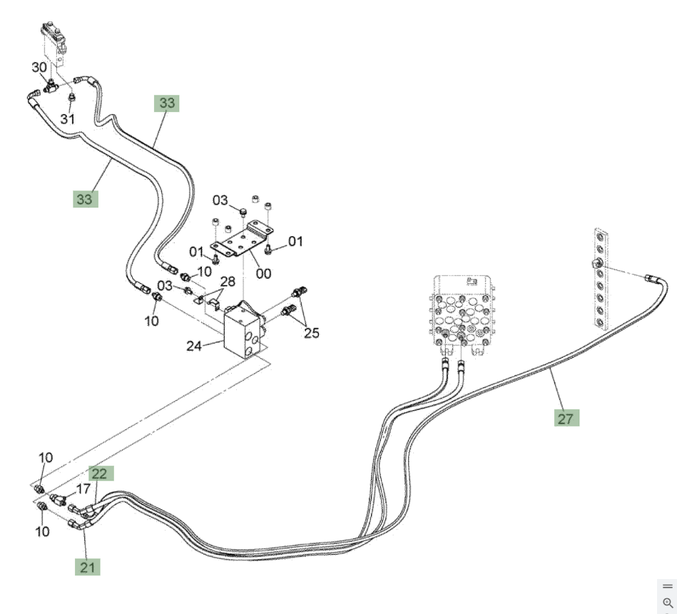 Hitachi ZX210W-3 installation diagram showing hydraulic hose 4673271 at Pipe No. 27