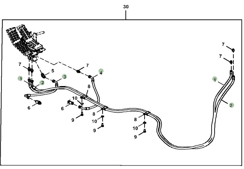 Hitachi ZX250LC-5G installation diagram showing hydraulic hose 4450249 at Pipe No. 2