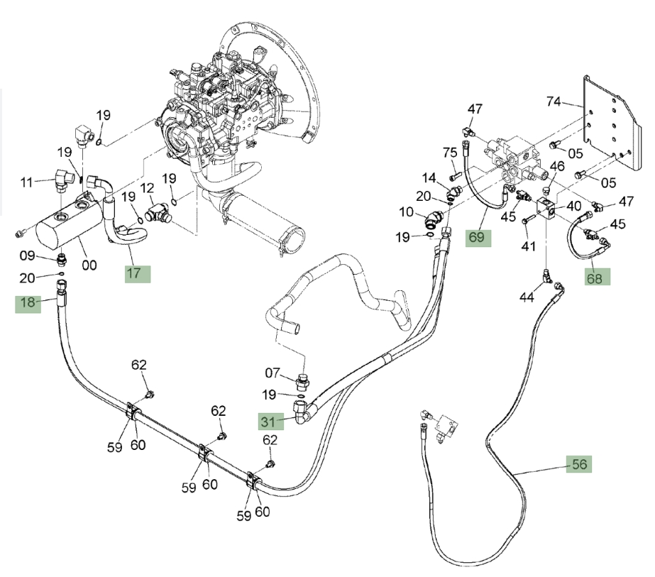 Hitachi ZX135US-3 installation diagram showing hydraulic hose 4285815 at Pipe No. 18A