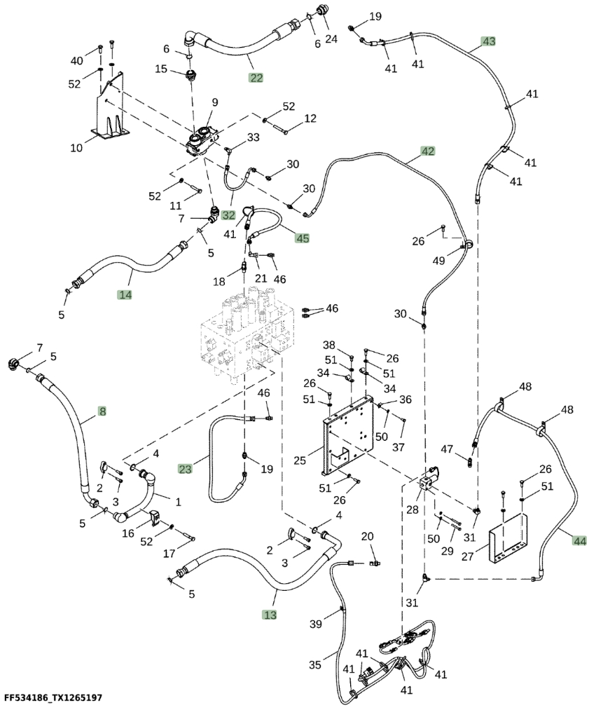 Hitachi ZX210LC-6N installation diagram showing hydraulic hose 4668866 at Pipe No. 43