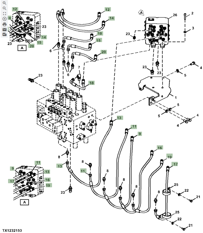 Hitachi ZX370FLC-LL-6N installation diagram showing hydraulic hose 4630939 at Pipe No. 15
