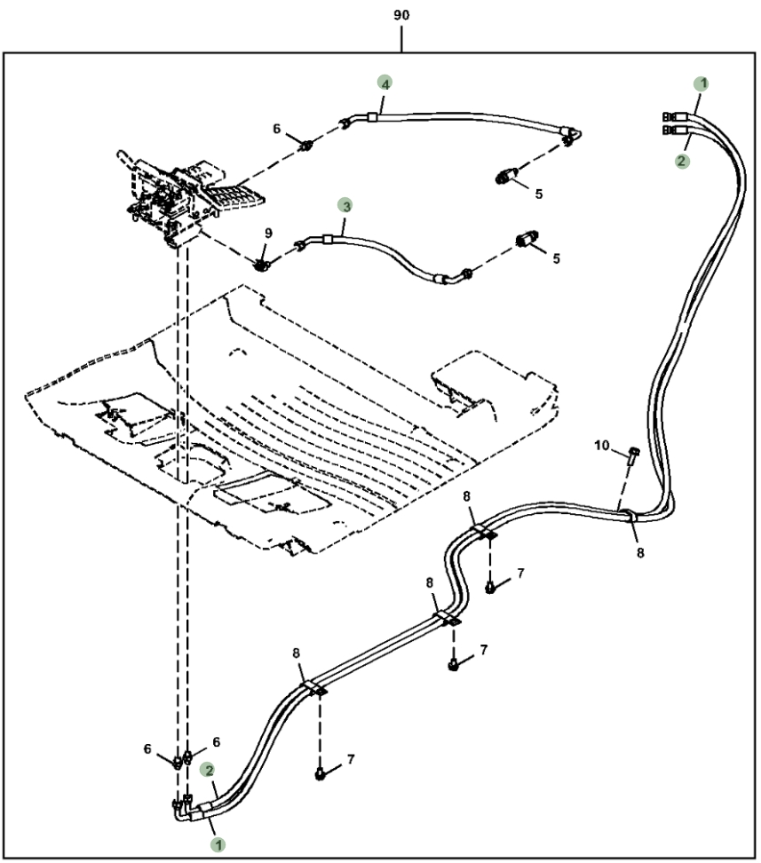 Hitachi ZX300LC-6N installation diagram showing hydraulic hose 4648205 at Pipe No. 4
