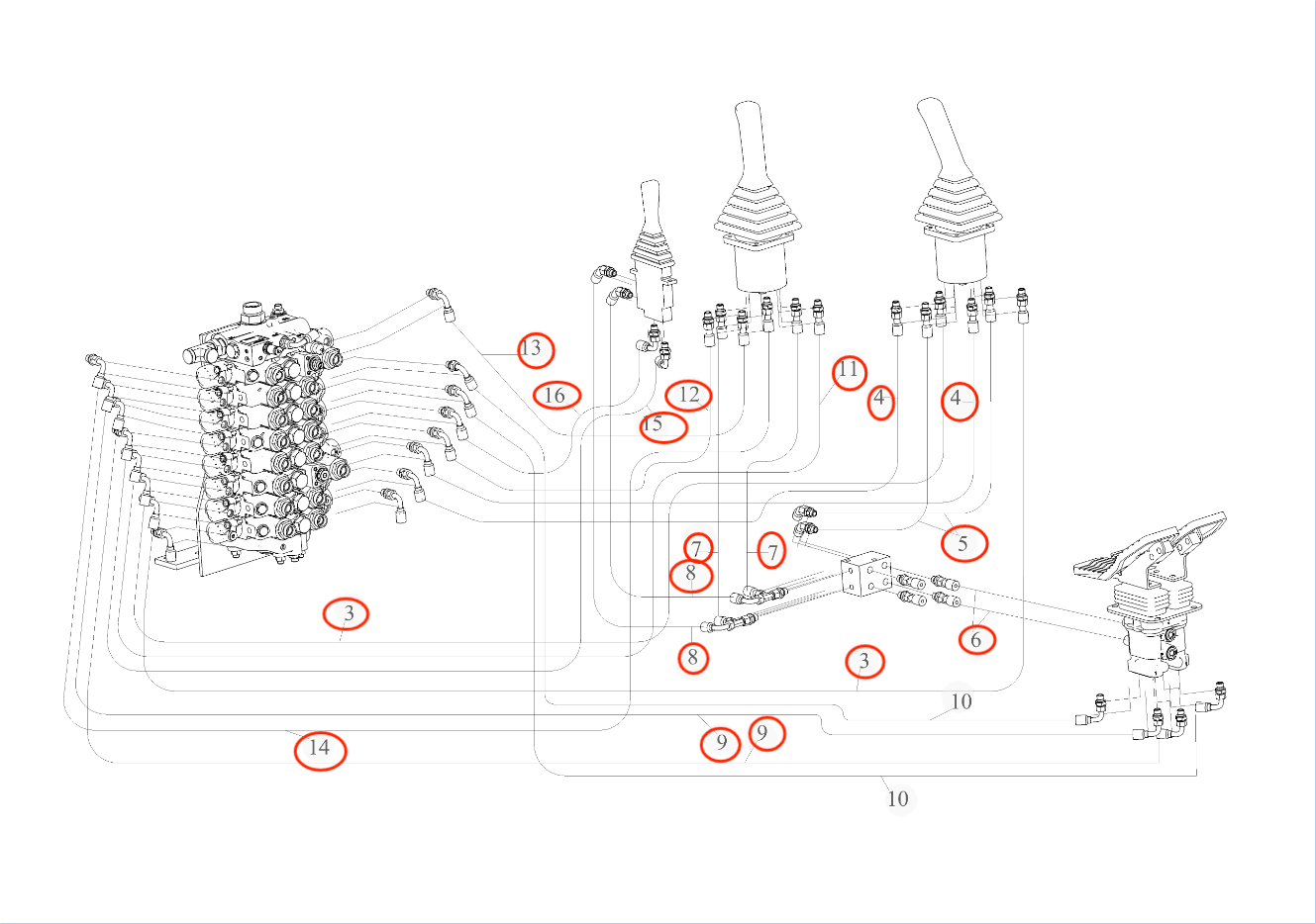 Sunward SWE80F-1A installation diagram showing hydraulic hose 730501006677 at Pipe No. 6
