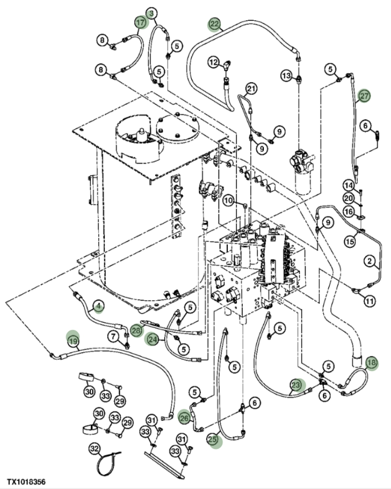 Hitachi ZX240F-3 installation diagram showing hydraulic hose 4648918 at Pipe No. 25