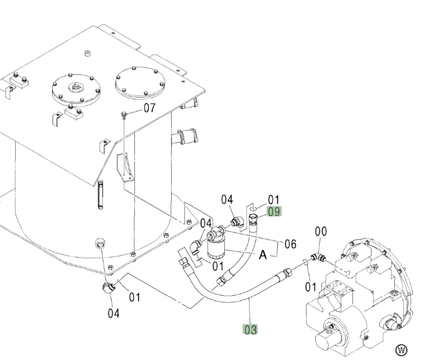 Hitachi ZX450LC installation diagram showing hydraulic hose 4435991 at Pipe No. 9