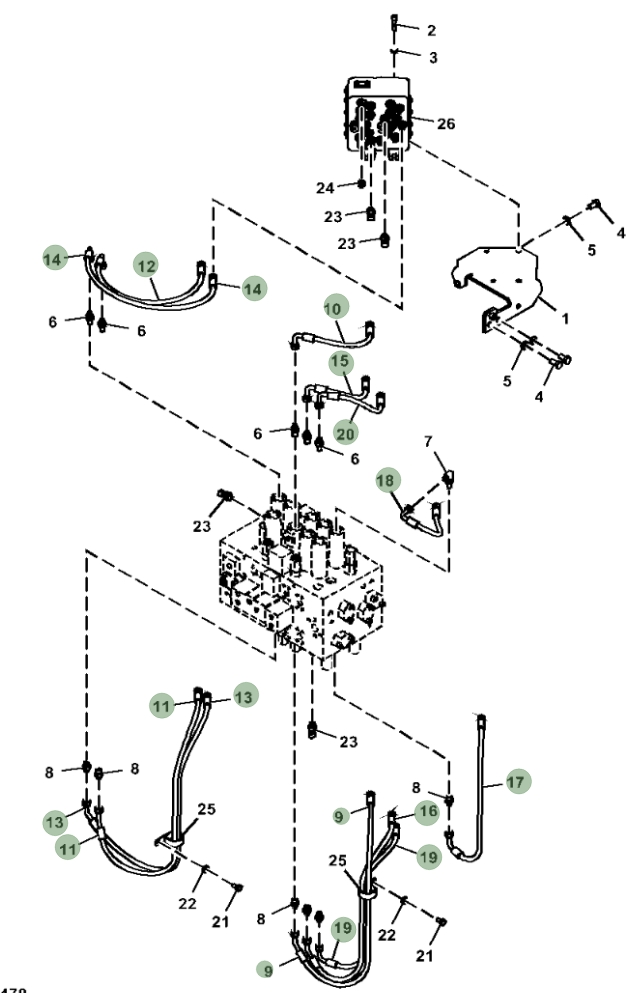 Hitachi ZX290LC-5G installation diagram showing hydraulic hose 4649405 at Pipe No. 18