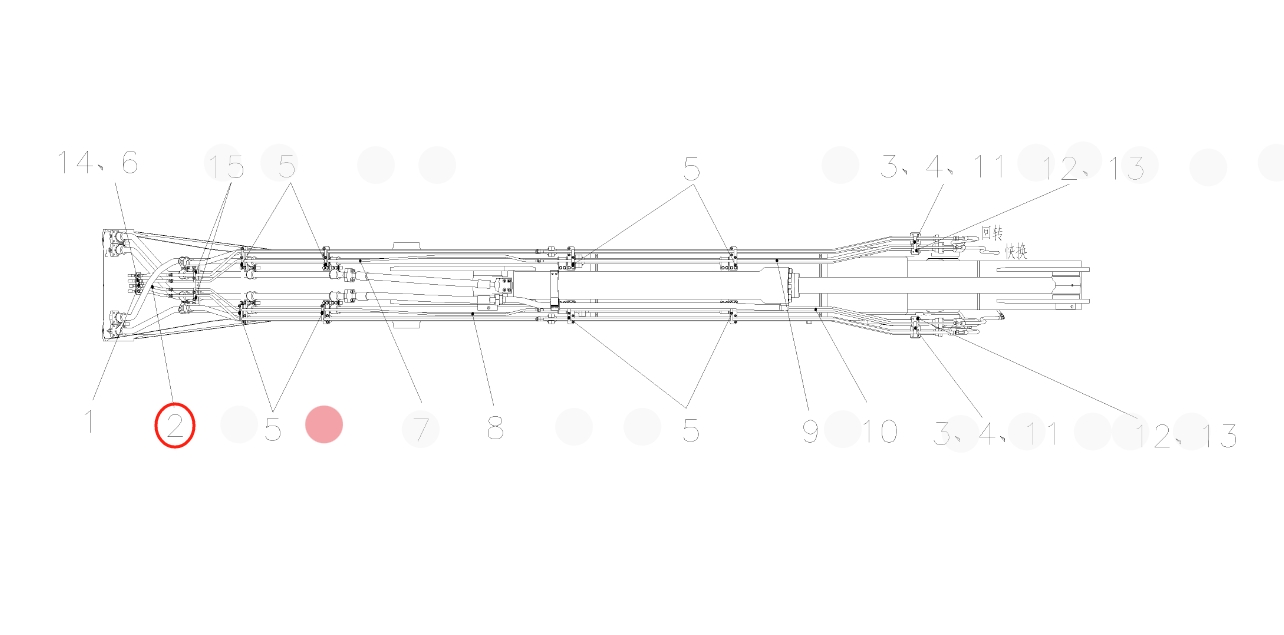 Sunward SWE365F installation diagram showing hydraulic hose 730503001836 at Pipe No. 2