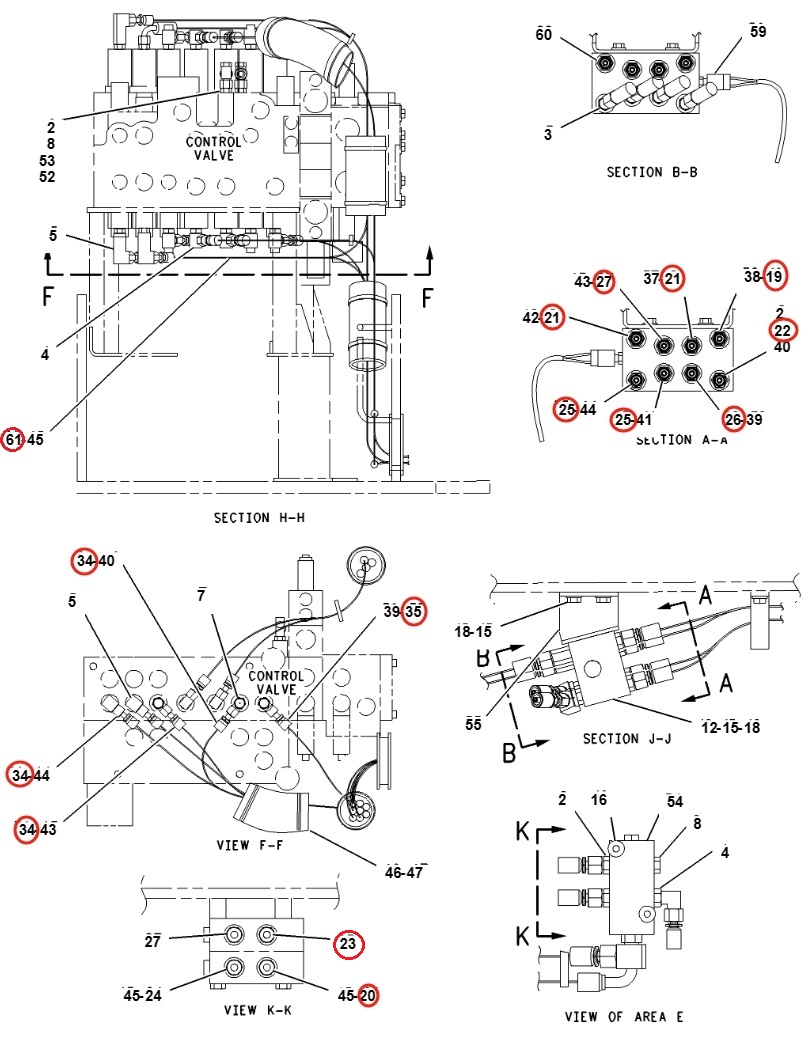 Caterpillar CAT®312C installation diagram showing hydraulic hose 110-5499 at Pipe No. 35