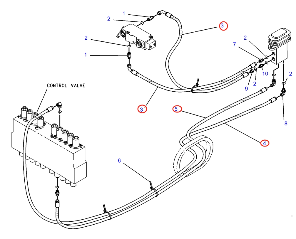 Caterpillar CAT®317-A N installation diagram showing hydraulic hose 4I-6242 at Pipe No. 4
