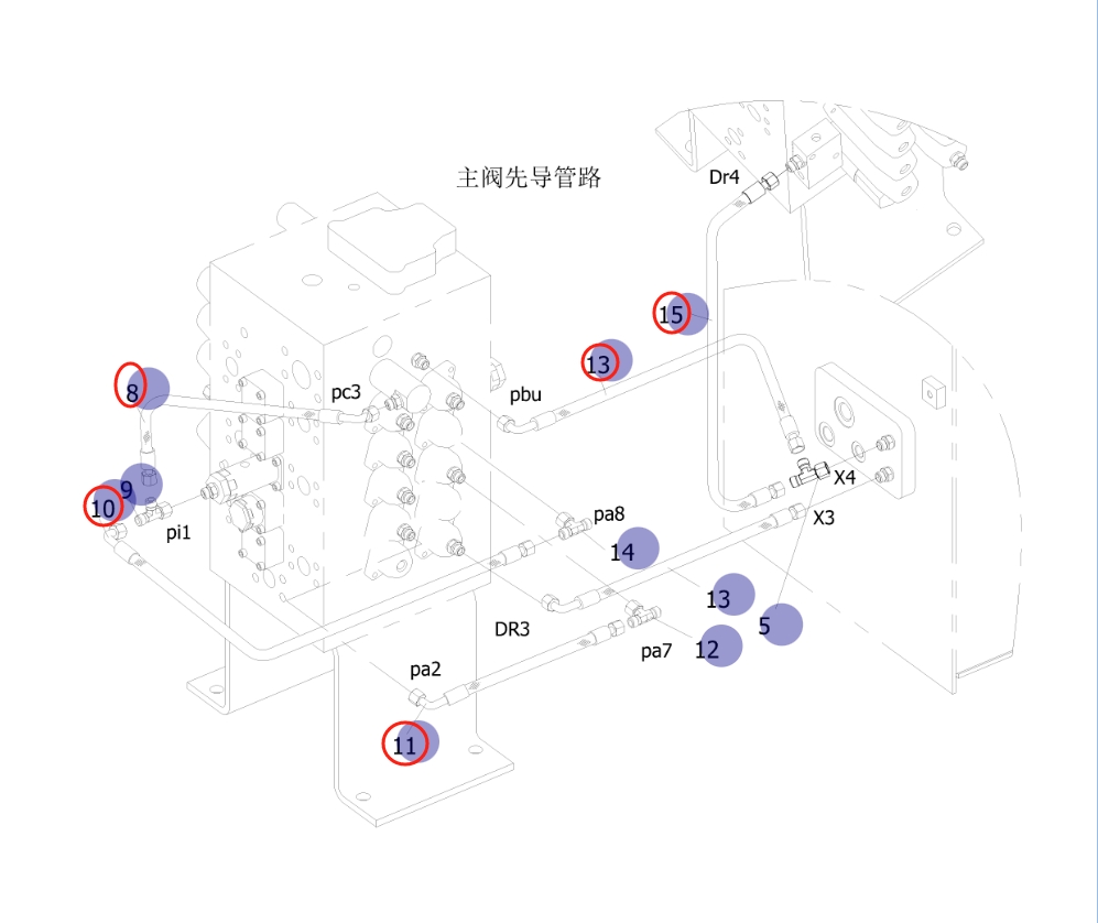 Sunward SWE210 installation diagram showing hydraulic hose 730502001016 at Pipe No. 10