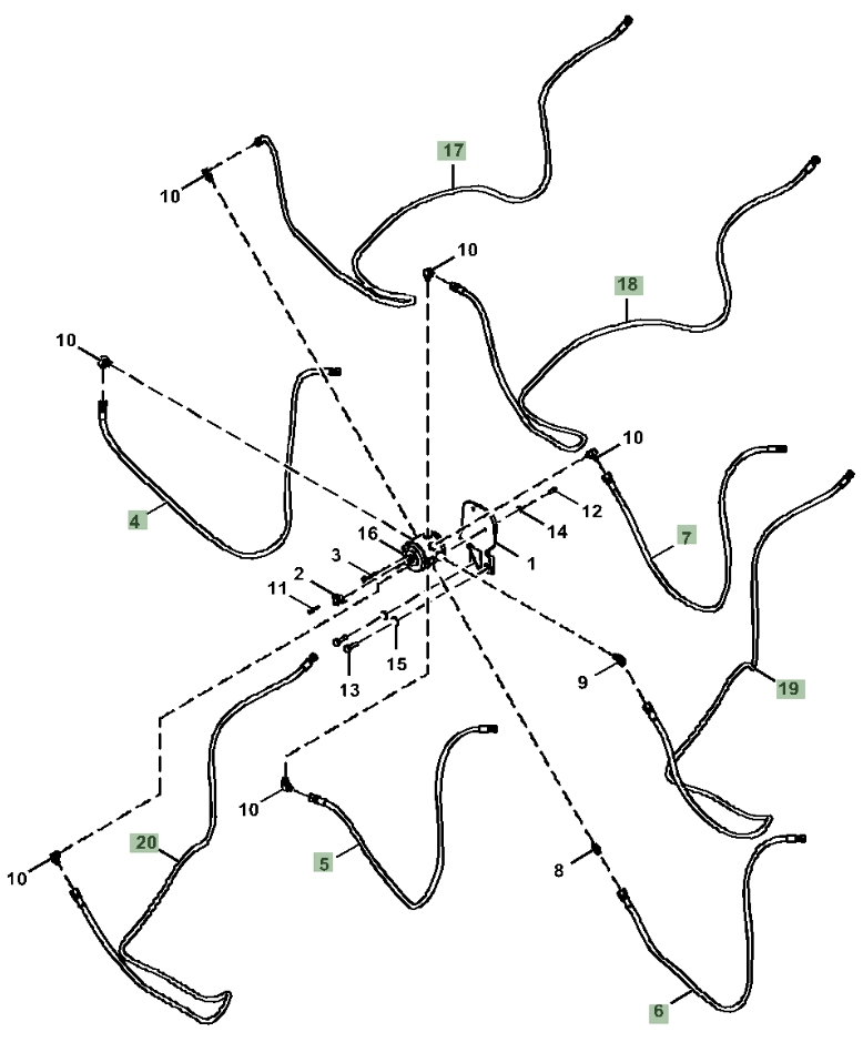 Hitachi ZX130-6N installation diagram showing hydraulic hose 4664512 at Pipe No. 4