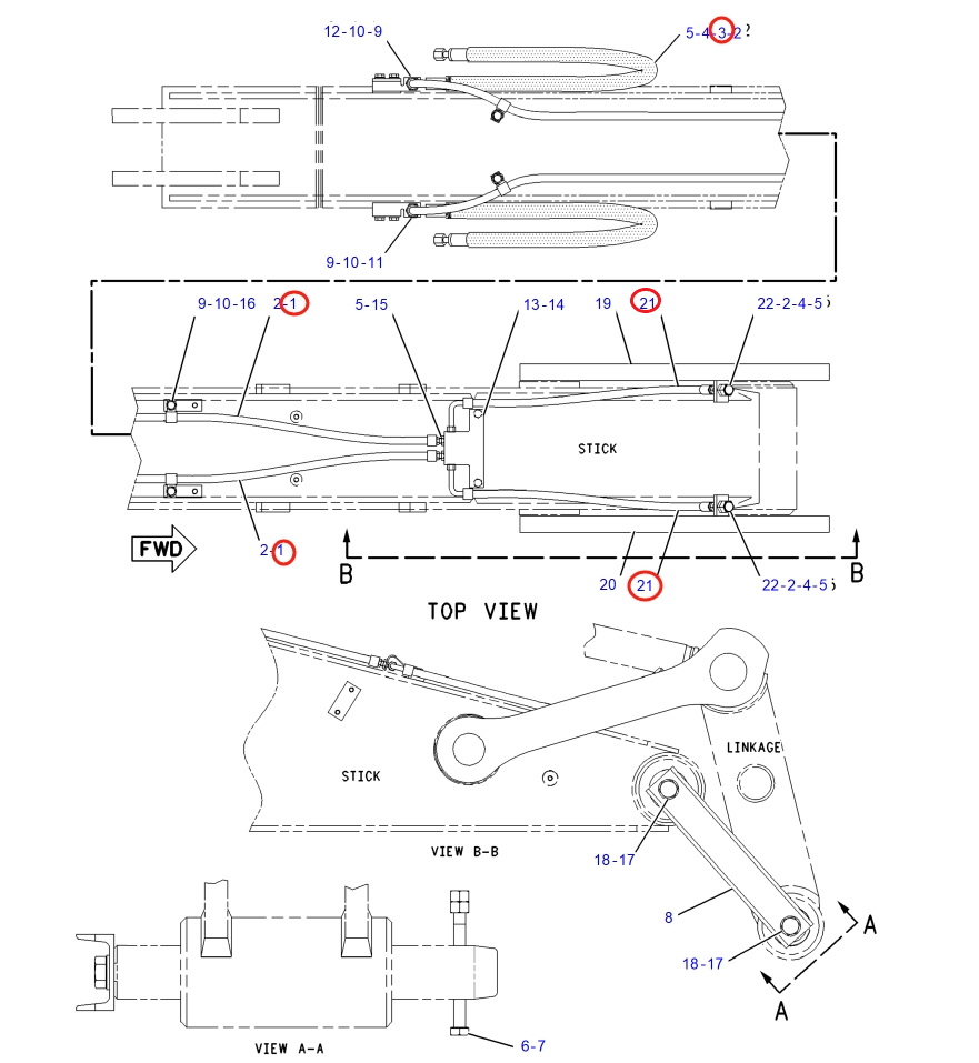 Caterpillar CAT®317B L installation diagram showing hydraulic hose 173-3787 at Pipe No. 1