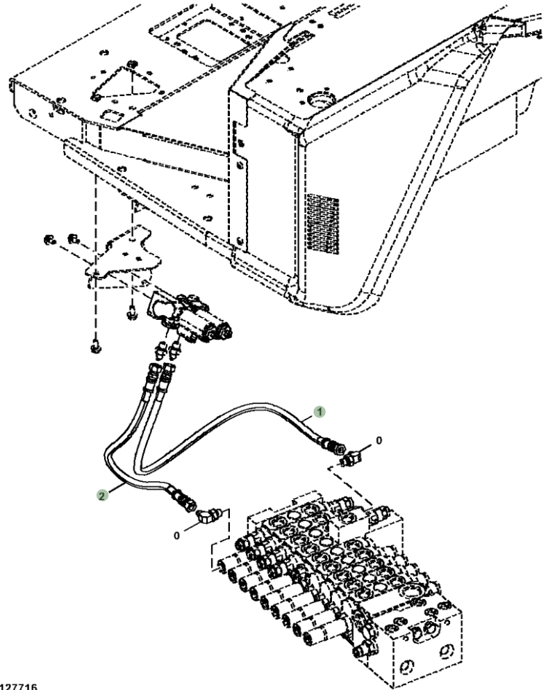 Hitachi ZX50U-5N installation diagram showing hydraulic hose 4442331 at Pipe No. 2
