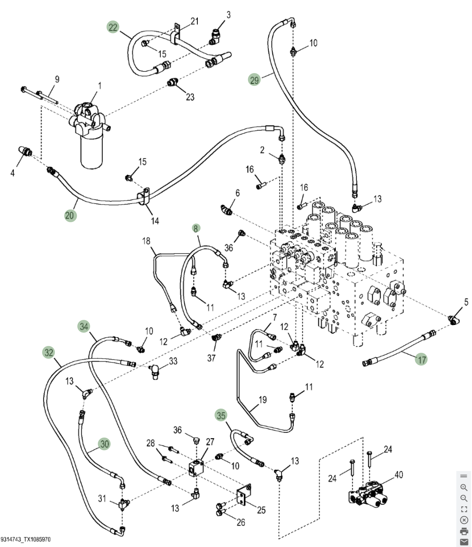 Hitachi ZX250LC-6N installation diagram showing hydraulic hose 4445276 at Pipe No. 17
