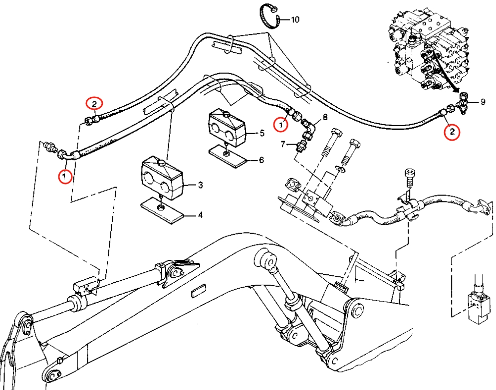 Caterpillar CAT®212B installation diagram showing hydraulic hose 8U-6404 at Pipe No. 2