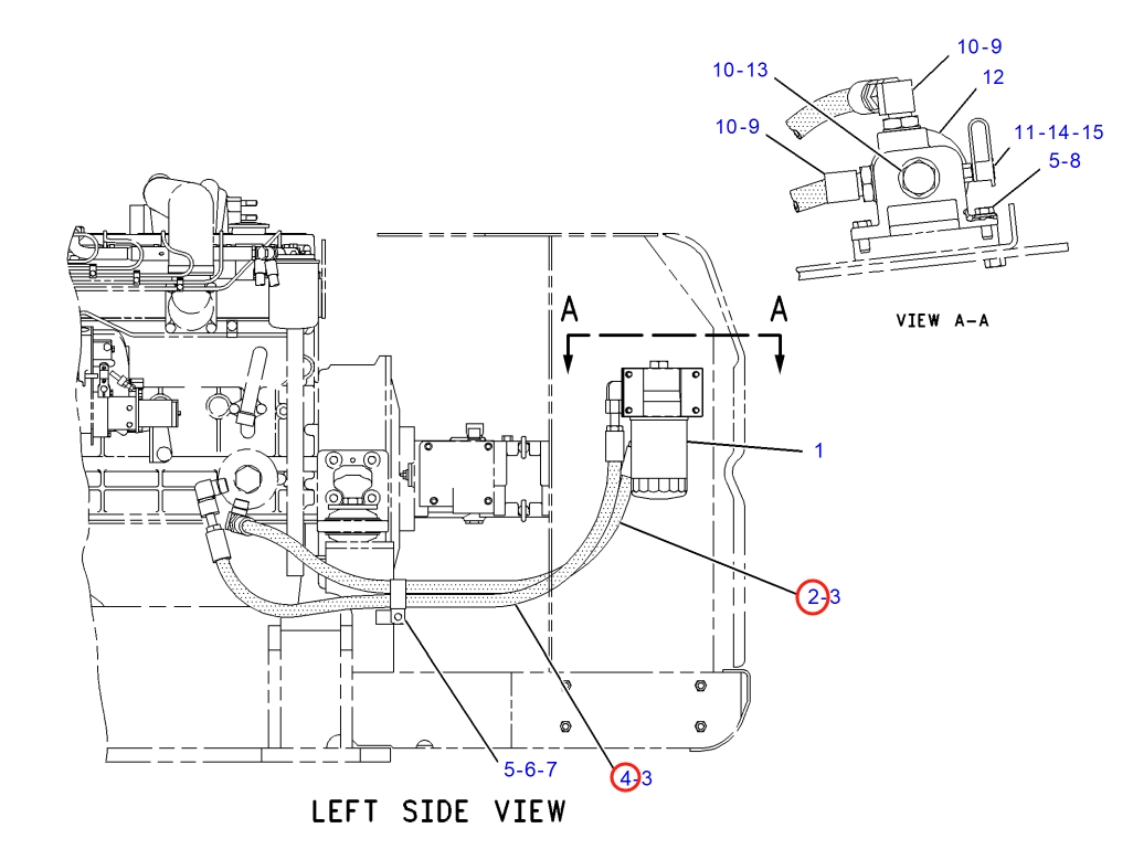 Caterpillar CAT®317B L installation diagram showing hydraulic hose 135-5732 at Pipe No. 2