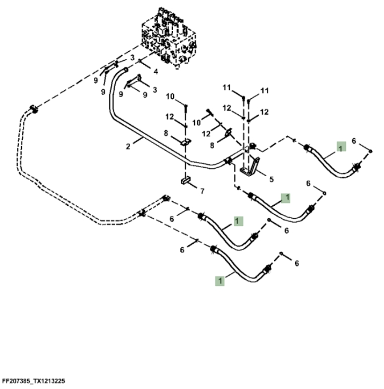 Hitachi ZX370F-FE-6N installation diagram showing hydraulic hose 4272697 at Pipe No. 1