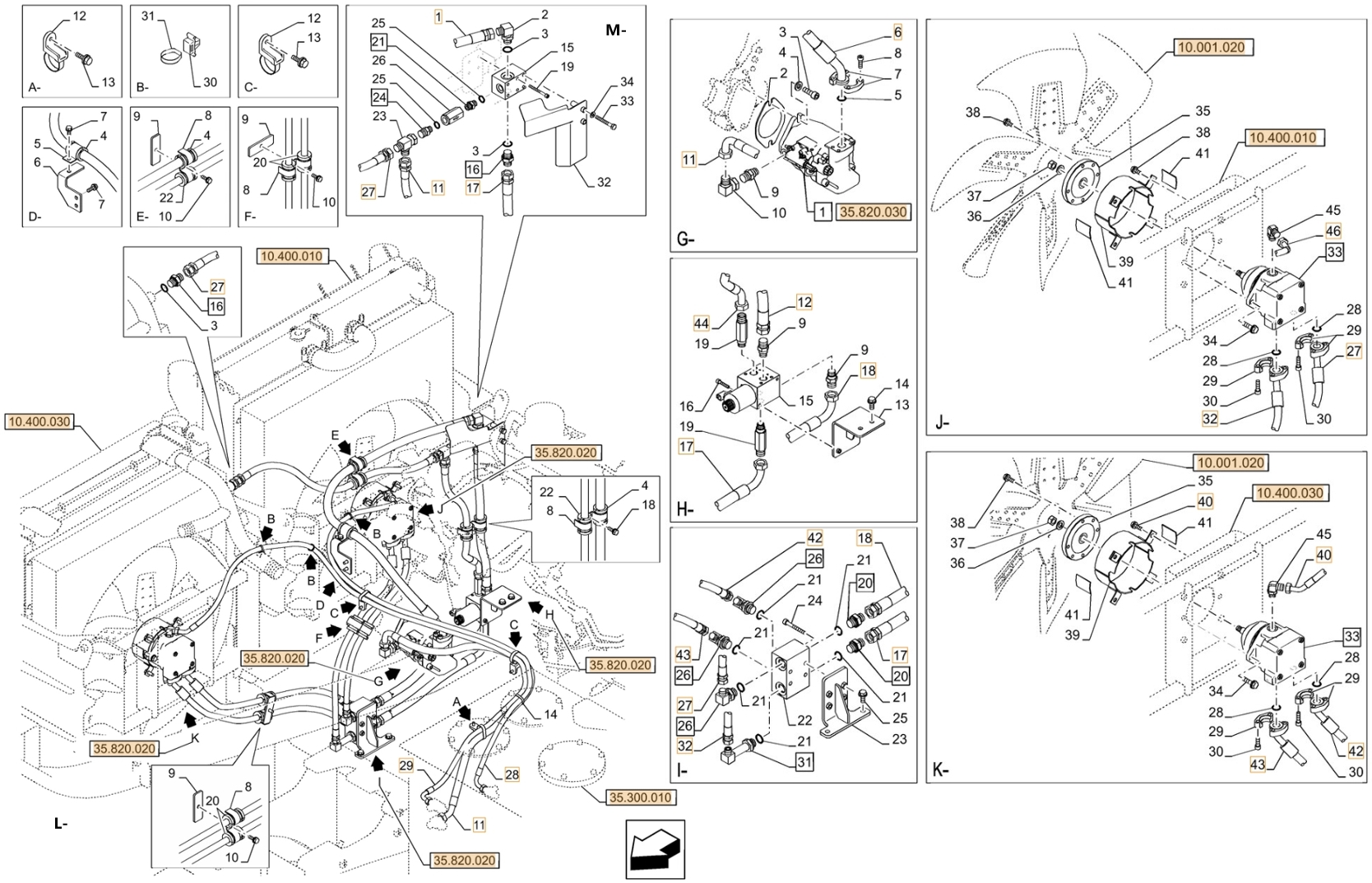 Case CX750D RTC ME installation diagram showing hydraulic hose KTJ12080 at Pipe No. L27-M27
