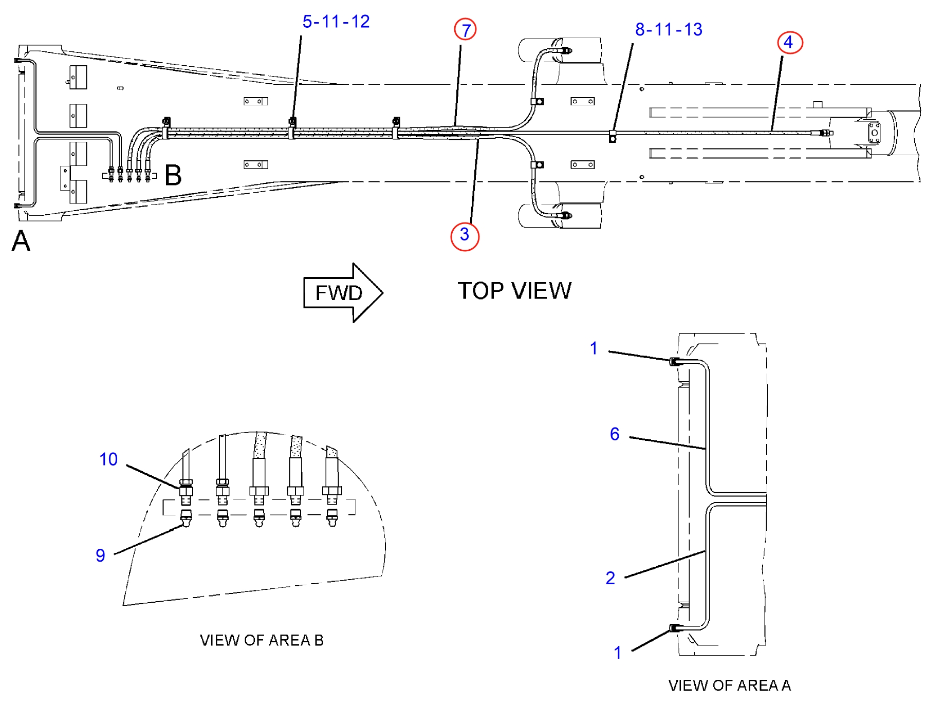 Caterpillar CAT®312F installation diagram showing hydraulic hose 121-8662 at Pipe No. 4