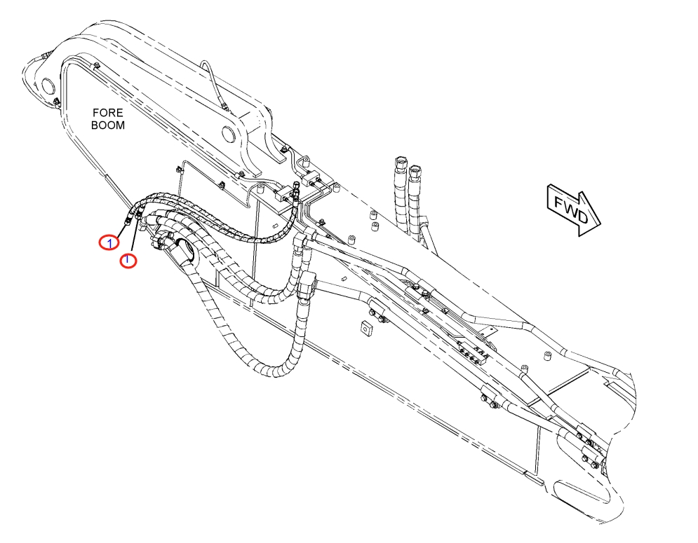 Caterpillar CAT®316F L installation diagram showing hydraulic hose 423-2873 at Pipe No. 1