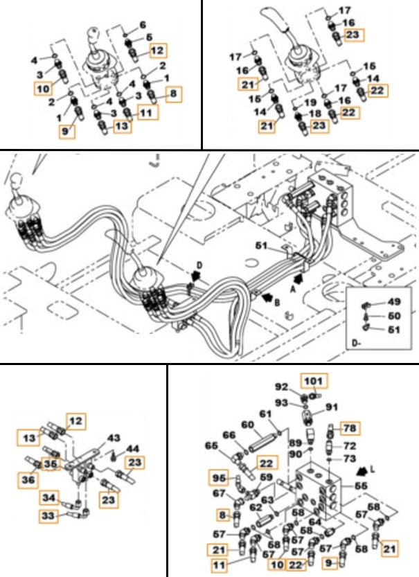 Case CX470C installation diagram showing hydraulic hose 159213A1 at Pipe No. 12
