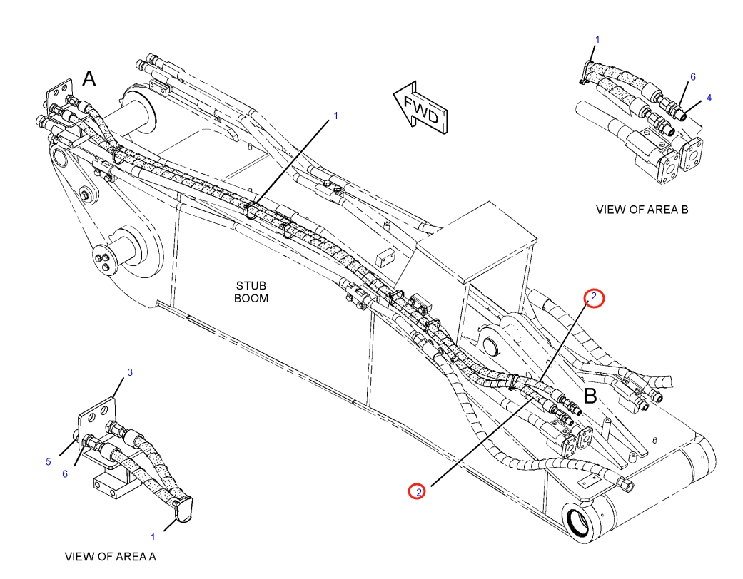 Caterpillar CAT®318E L installation diagram showing hydraulic hose 370-0298 at Pipe No. 2