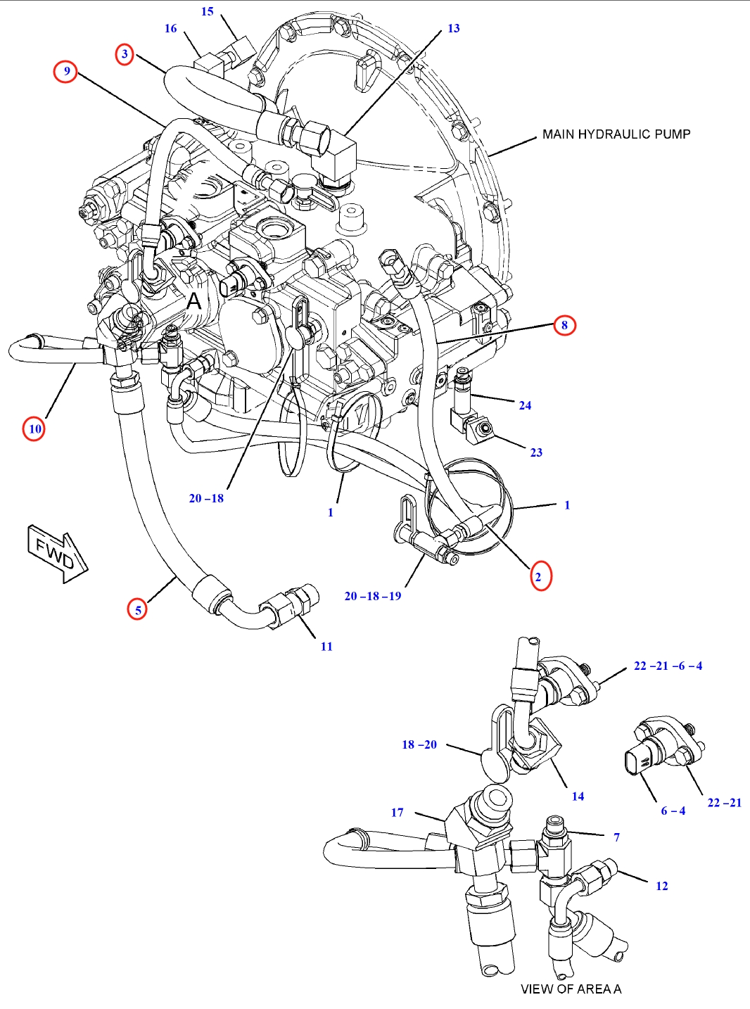 Caterpillar CAT®312D2 L installation diagram showing hydraulic hose 178-5955 at Pipe No. 3