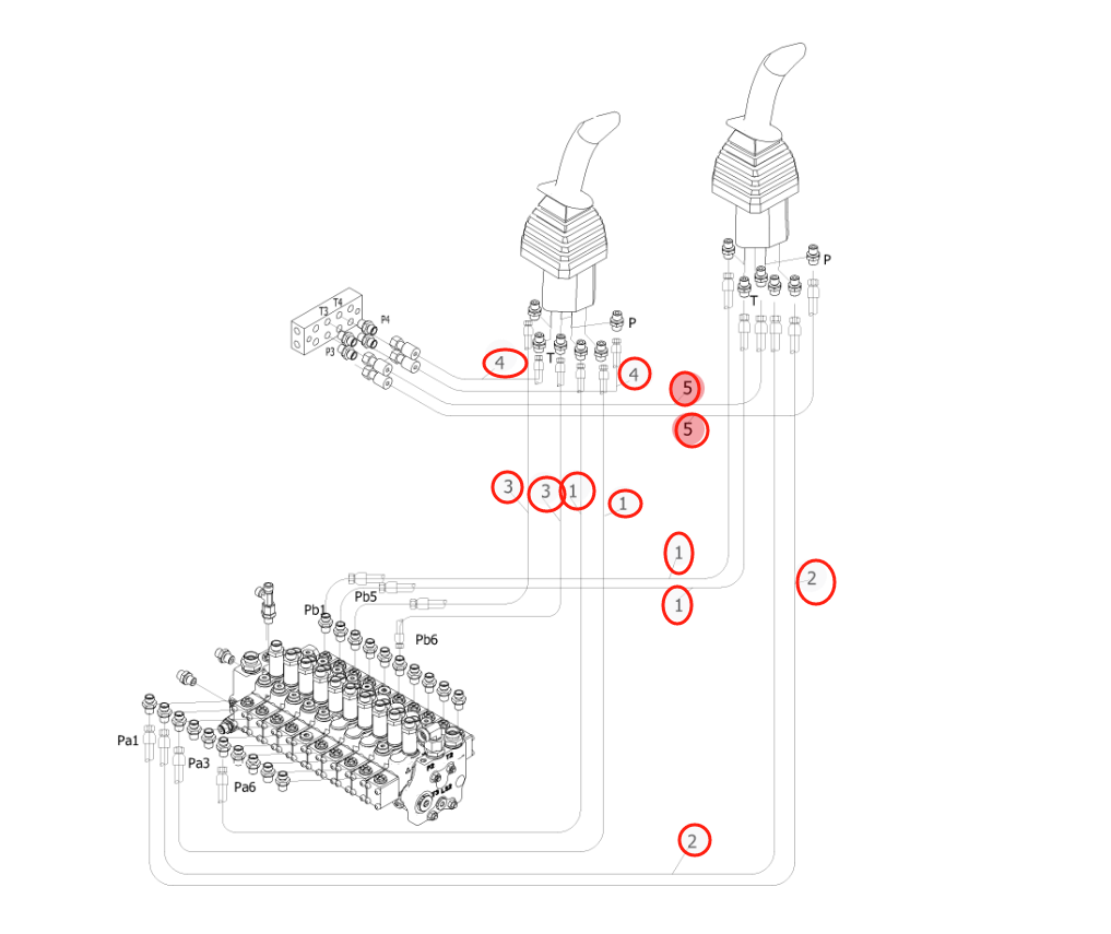 Sunward SWE18UF-3 installation diagram showing hydraulic hose 73050200A164 at Pipe No. 1