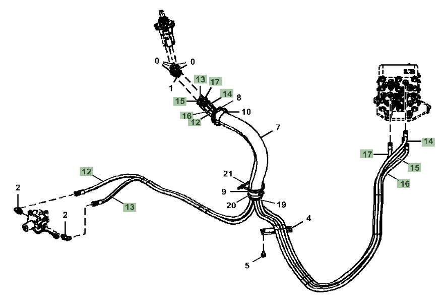 Hitachi ZX180LC-5G installation diagram showing hydraulic hose 4450441 at Pipe No. 16